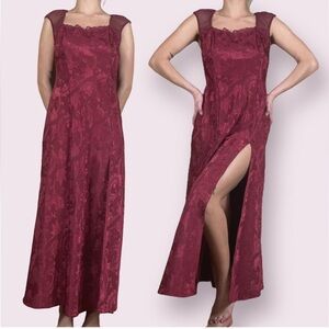 New Vintage Victoria Secret Gold label Burgundy Red Slip Night Gown Dress sz M